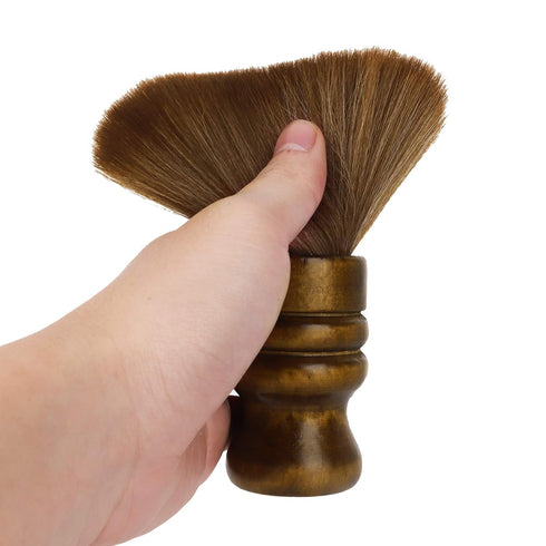 Large Barber Brush Neck Duster, Soft Professional Hair Sweep Brush with Natural Fiber Wooden Handle