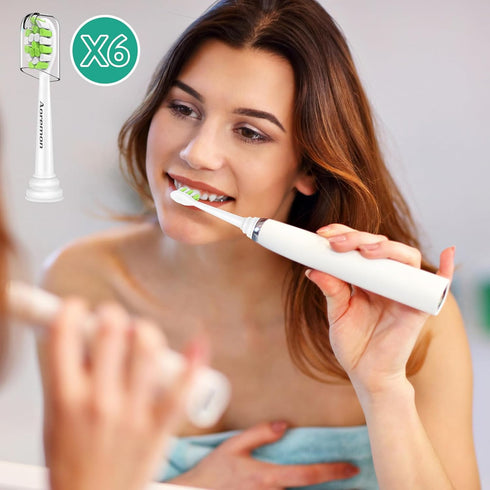 Aoremon Toothbrush Replacement Heads Compatible with Philips Sonicare DiamondClean, 6 Count, White