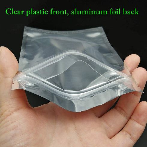 100 Pack Resealable Mylar Bags, 4 x 6 Inch Flat Zip Lock Bags for Food Storage Packaging