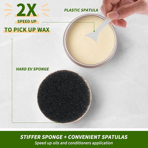 Herda 2pcs Food Grade Mineral Oil & Wax Applicator for Wood Cutting Board, Butcher Blocks, Protection Maintenance Kit