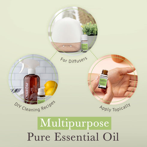 Pranarom - Top 5 Essential Oil Kit (5-Pack of 5ml) - Lavender, Peppermint, Tea Tree, Eucalyptus, Lemongrass