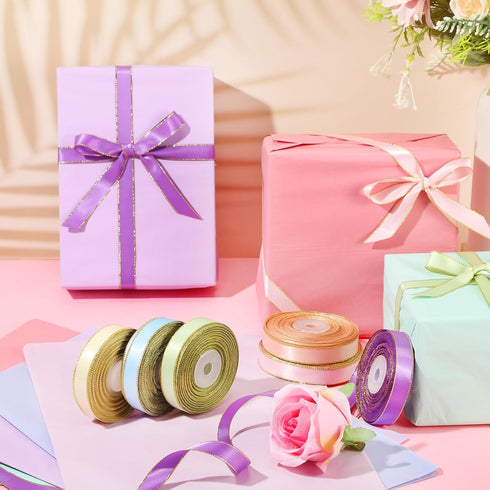 Kolldenn Set 120 20 28 Inch 6 Gift Wrapping Crafts Sheets Multicolor Tissue Paper x and Rolls Satin Ribbon
