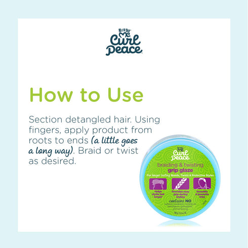 Just For Me Curl Peace Braiding & Twisting Grip Glaze, 5.5 oz, Reduces Frizz, Nourishes Hair