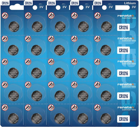 Renata CR1216 3V Lithium Coin Cell Batteries, 25 Count
