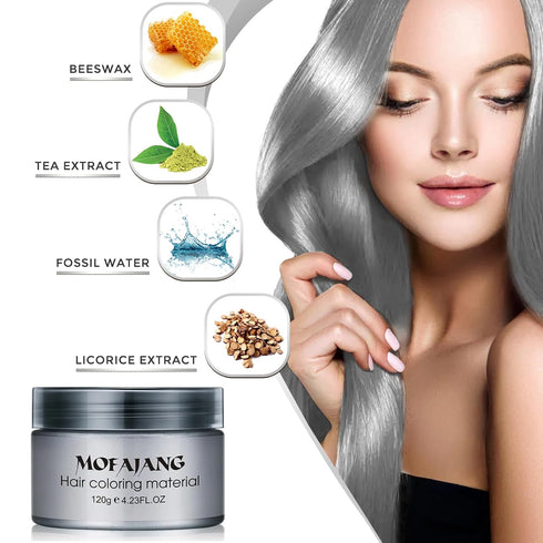 SOVONCARE Sliver Gray Temporary Hair Color Wax, Washable Gray Hair Dye for Men & Women, 4.23 oz