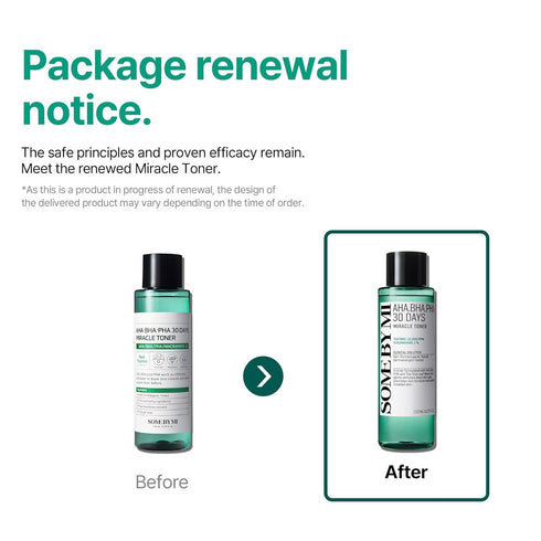 SOME BY MI AHA BHA PHA 30 Days Miracle Toner - 5.07Oz, Mild Exfoliating Daily Face Toner for Sensitive Skin