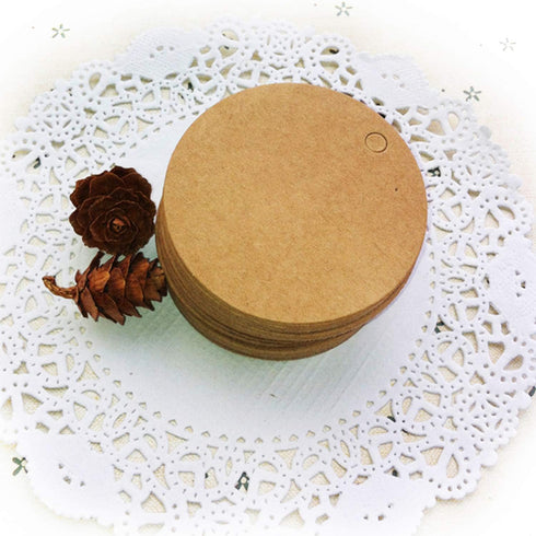 Segarty 200 PCS Circle Tags, Brown Craft Gift Tags with 100 Feet Jute Twine, Round Thick Kraft Paper Blank Hang Tags