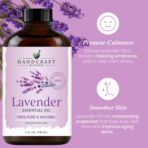Set: (2 4 Oz) 100% Handcraft Blends Soothe & Cleanse Lavender and Tea Tree Essential Oils x Fl Pure & Natural