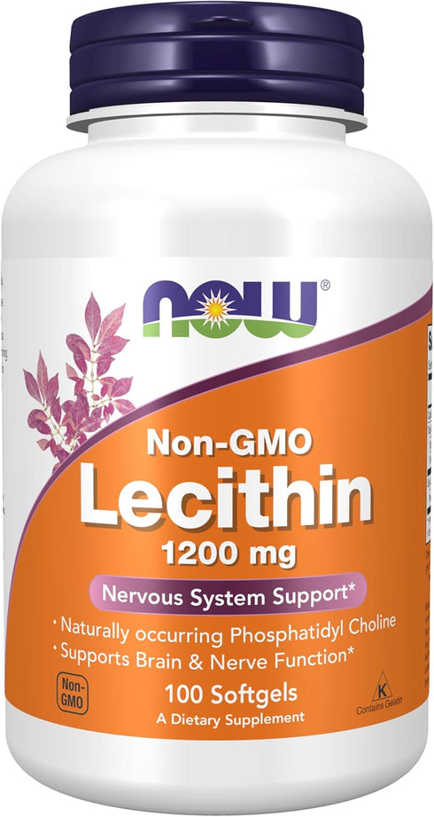 NOW Supplements Lecithin | 1200 mg | 100 Softgels | Naturally Occurring Phosphatidyl Choline