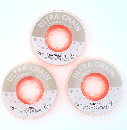 1 Roll/15Ft Orthodontic Dental Elastic Power Chains, Ultra Power Rubber Chain, Long Short Closed (Orange, Long)