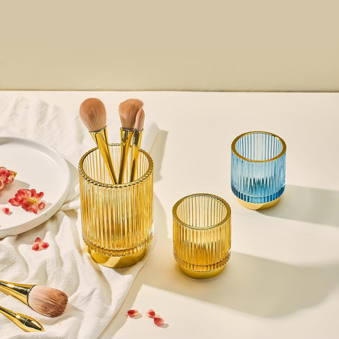 Makeup Brush Holder: Toothbrush Holders, Crystal Makeup Organizer, Small Retro Desktop Storage for Eyeliners