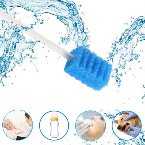 Wellgler's Oral Care Swabs Disposable - Blue, 100 Counts for Convenient Oral Hygiene