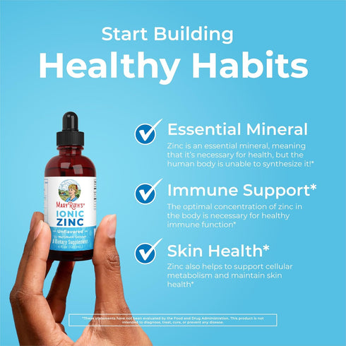 MaryRuth Organics Zinc Supplements for Immune Support, Ionic Zinc for Kids & Adults, 40 Day Supply, Vegan