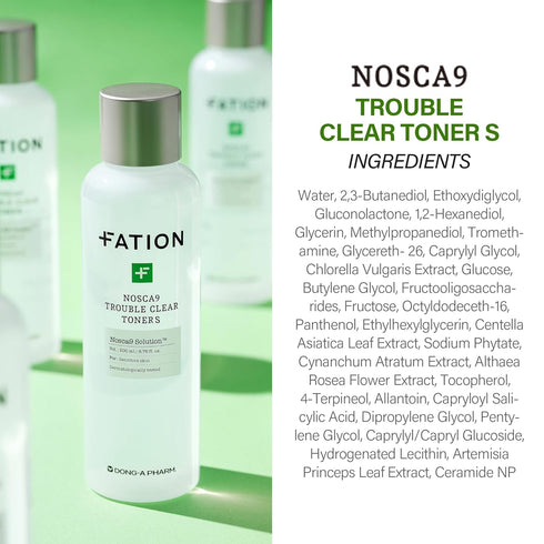 NOSCA9 Trouble Clear Toner S, Hydrating Exfoliating Toner for Sensitive Skin, Korean Skin Care (Pack of 1)