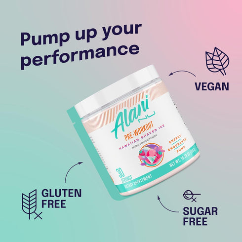 Alani Nu Pre Workout Powder Hawaiian Shaved Ice, Sugar Free Energy Boost Supplement with 200mg Caffeine
