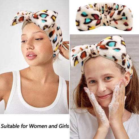 VELSCRUN 6 Pack Spa Headband Set, Makeup & Face Wash Headbands for Women, Leopard D