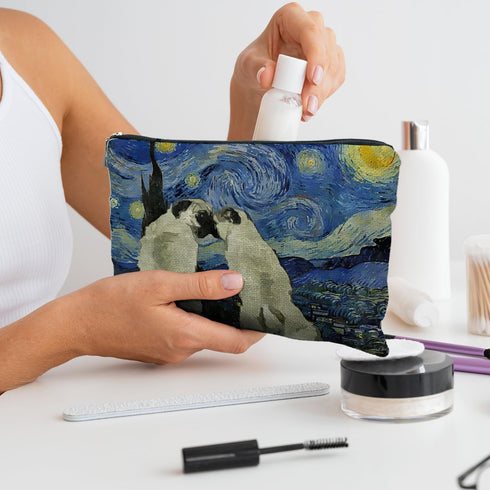 Pug Gifts for Pug Lovers, Starry Night Pug Makeup Bag, Cute Aesthetic Dog Makeup Pouch