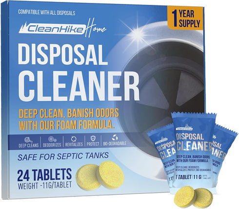 Garbage Disposal Cleaning Deodorizer Tablets - (24 Pack), Super Fresh Lemon Foam Deep Cleaning Action for Kitchen Drain