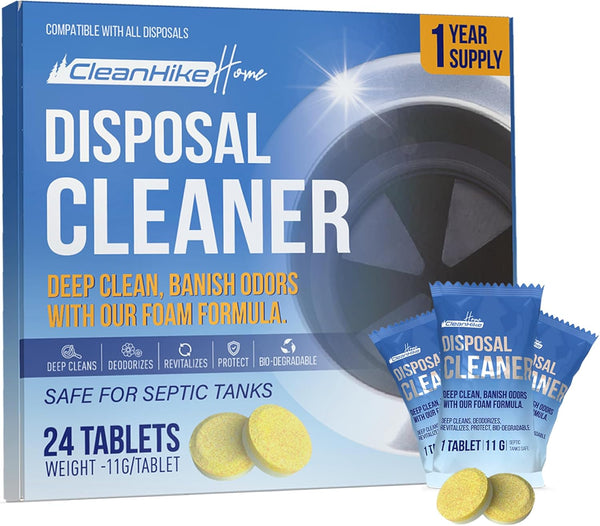 Garbage Disposal Cleaning Deodorizer Tablets - (24 Pack), Super Fresh Lemon Foam Deep Cleaning Action for Kitchen Drain