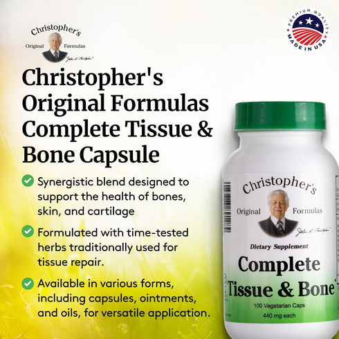 Christopher's Original Formulas Complete Tissue & Bone Formula - 100 VCaps, Herbal Support for Bones