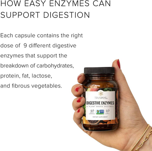 Digestive Enzymes by Truvani | 9 Enzyme Blend for Digestive Support, Non-GMO Capsules, 30 Day Supply