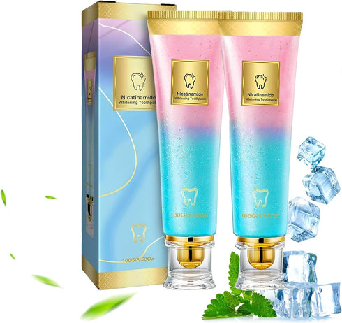 YKJHCSL 2Pcs Niacinamide Whitening Toothpaste, Bright White Toothpaste for Fresh Breath, Nicotinamide Dazzling