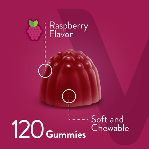 Collagen and Biotin Gummies for Hair, Skin, and Nails, Raspberry Flavored Chewable Vitamins for All Ages
