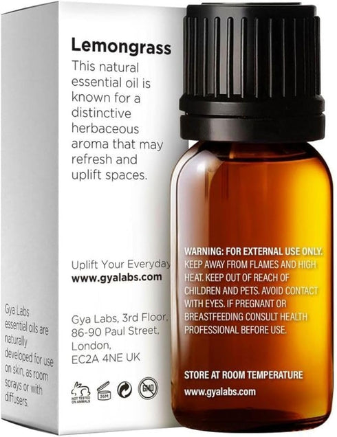 Gya Labs Lemongrass Essential Oil for Diffuser - 0.34 Fl Oz - 100% Pure Natural Oil for Hair, Skin, Candle Making