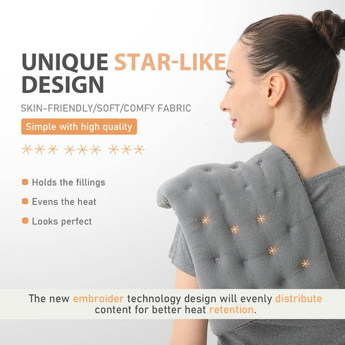 UNCN Wide Microwave Heating Pad with Washable Cover, 9 * 15" for Neck, Shoulder, and Back Pain Relief