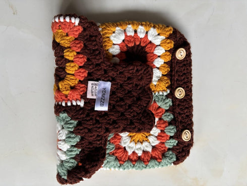 YDMZZB Pattern,2L Crochet Hot Water Bottle Cover,Granny Square Crochet Only Cover Bag (Rainbow Sunflower)
