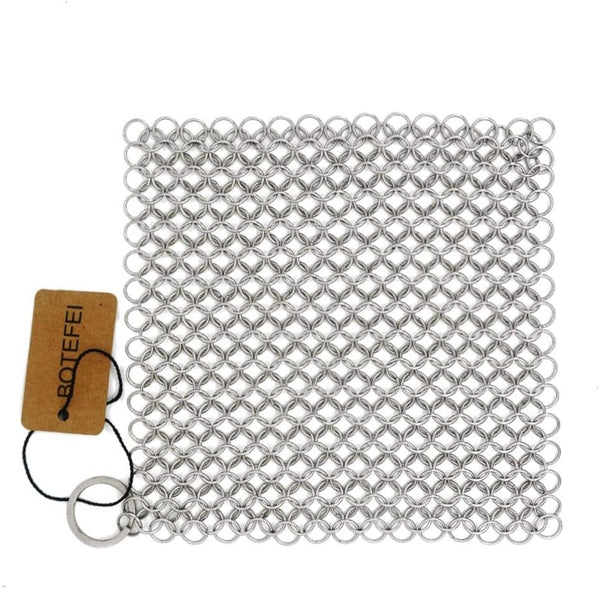 Cast Iron Cleaner 6"x6.3" 316L Stainless Steel Chainmail Scrubber for Griddle, Skillet, Dutch Oven, Wok