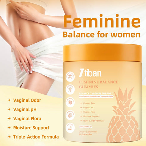 Gummies Gummy, Immune 60 Gummies 30 Pineapple for Women pH, Premium Feminine pH Balance Vaginal Probiotics, Support