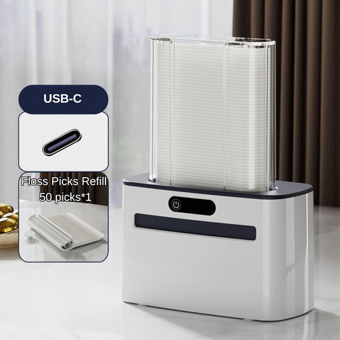 Smart Touchless Floss Pick Dispenser with Sensor - Refillable and Rechargeable, 100 Picks, Hygienic Holder