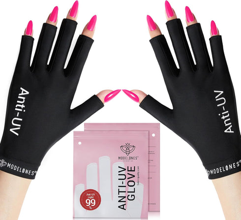 modelones UV Gloves for Nails, Professional UPF99+ UV Protection Fingerless Gloves for Gel Manicures