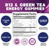 Energy Gummies Vitamin B12, Green Tea & Natural Caffeine Support, Extra Strength 1000 mcg Daily Energy Vitamins, Delicious Berry Flavor Gummy Chewable Supplement for Runners Women & Men - 120 Count