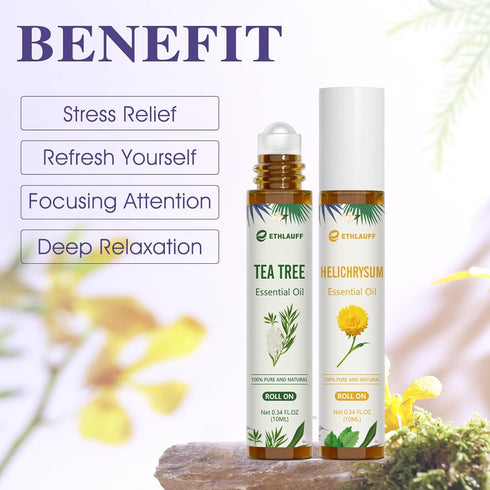 Set, Essential Oil Roll On Natural Aromatherapy Roll On, Relaxation Gift for Women and Men