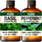 Basil Essential Oil for Diffusers & Peppermint Oil for Hair Set -