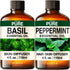 Basil Essential Oil for Diffusers & Peppermint Oil for Hair Set -