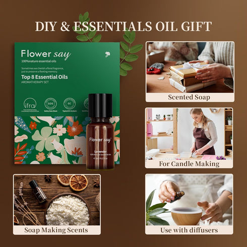 Flower Say Essentials Oil Set (Top 5) | 100% Pure Natural Essentials Oil Gift Set for Diffuser and Skin Care