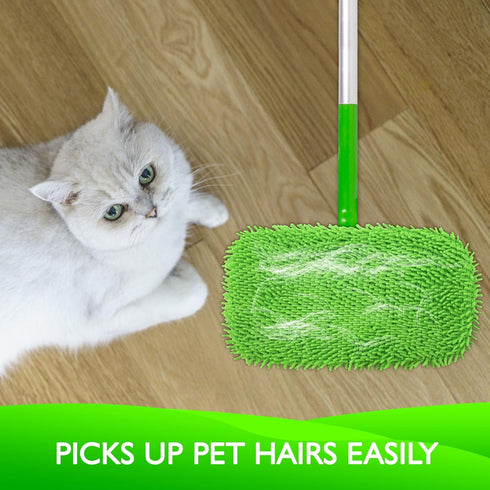 Reusable Microfiber Mop Pads Compatible with Swiffer Sweeper, 8 Pack Dry Sweeping & Wet Mopping Cloths