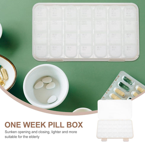 HOOWIFFY 28-Compartment 7-Day Portable Weekly Medicine Organizer Box, Plastic Pill Case for Travel and Daily Storage