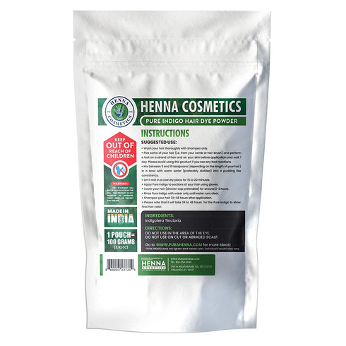 Henna Cosmetics Indigo Powder Natural Hair Dye Kit - Organic Black 100 Grams (3.52 Ounces)