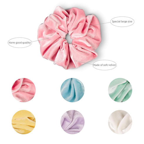 Whaline Large Velvet Hair Scrunchies, Ice Cream Color Hair Bands, Soft Hair Ties for Girls Women, 6 Colors