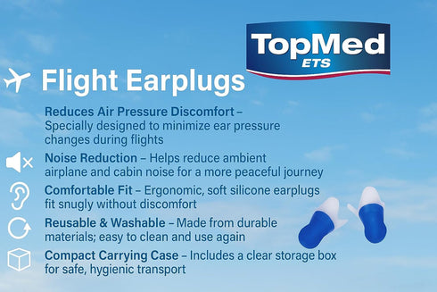 Flight Ear Plugs for Pressure Relief, 1 Pair for Adults