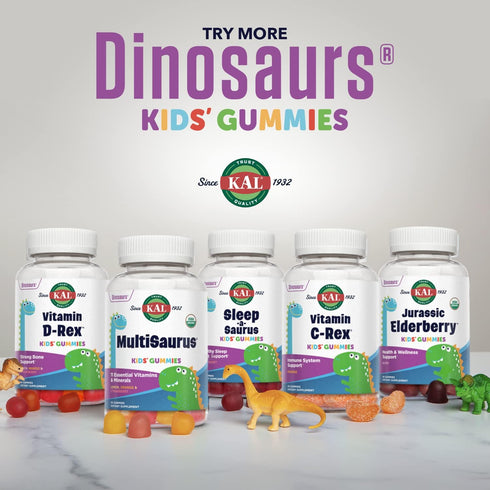 KAL Vitamin C-Rex Kids’ Gummies, Healthy Immune, Bone, Muscle & Skin Support, Vegan, Gluten Free, 60 Gummies