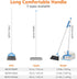 Set Amazon Basics Dustpan Broom with Adjustable Long Handle, Easy to Assemble, Blue and White