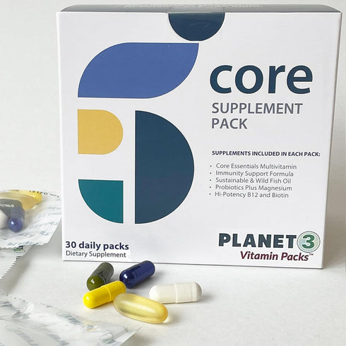 Planet 3 Vitamin Packs, Energy, Immune & Heart Support with Multivitamin, 30 Daily Packs for Men & Women