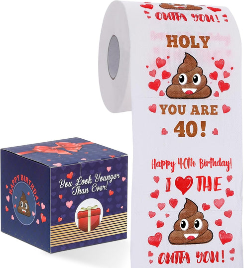 40th Birthday Gifts for Women, Men - Happy Prank Toilet Paper, Decorations, Party Supplies Favors, Funny Gag Gift Ideas