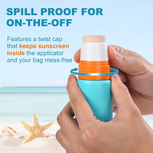 Summer 2Pcs MONVIE Sunscreen Applicator, Refillable and Spill Proof Kids Sunscreen Lotion Applicator with Soft Foam