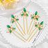 Yokawe Wedding Hair Pins, Gold Rhinestone Bridal Hairpin, Green Crystal Headpiece Hair Accessories for Women (Pack of 5)